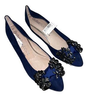 Next Ballet Boutique Women’s Satin Jewelled Flats NWT size 41/US 9 Leather Lined